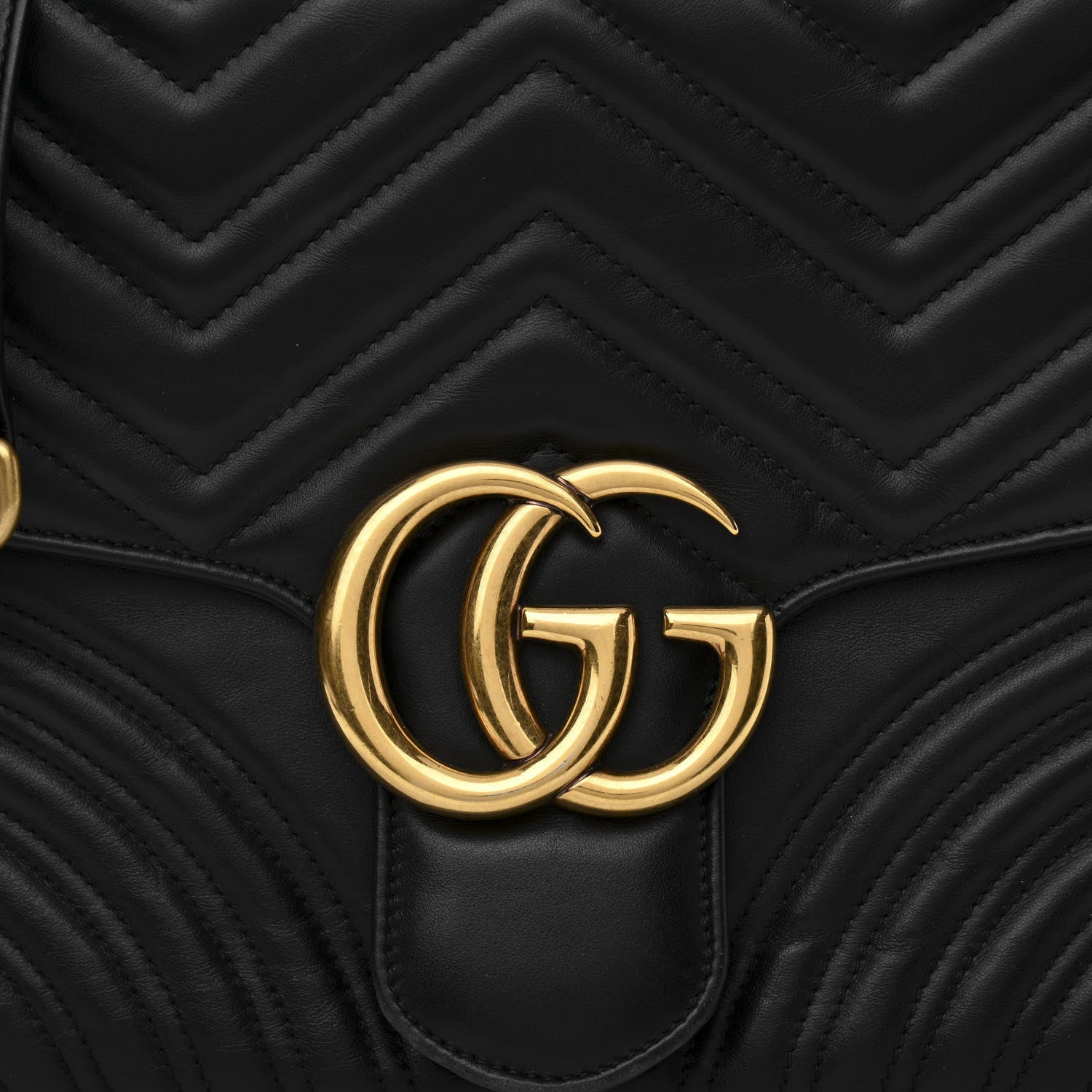 Gucci Calfskin Matelasse Medium GG Marmont Top Handle Shoulder Bag Black 8 of 16
