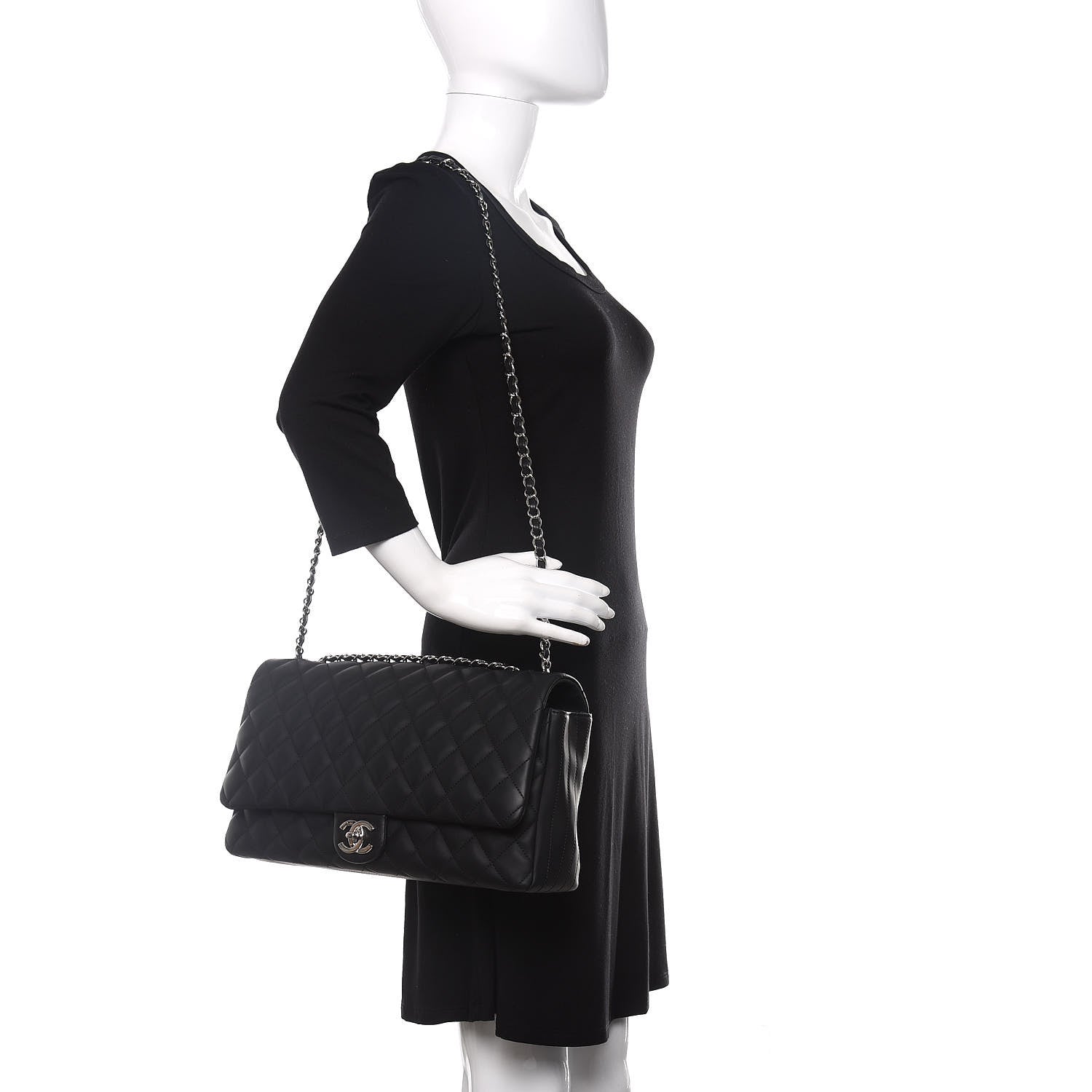 Chanel Rubber Quilted Lambskin Maxi Coco Rain Flap Black 2 of 10