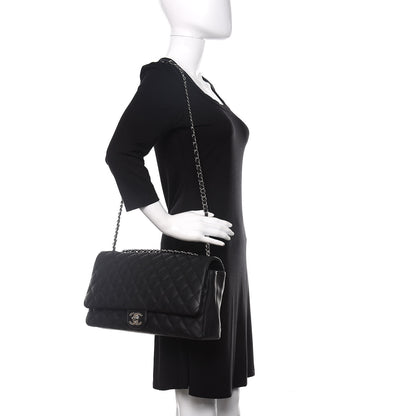 Chanel Rubber Quilted Lambskin Maxi Coco Rain Flap Black 2 of 10