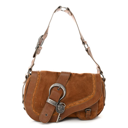 Christian Dior Suede Calfskin Medium Gaucho Double Saddle Brown 1 of 10