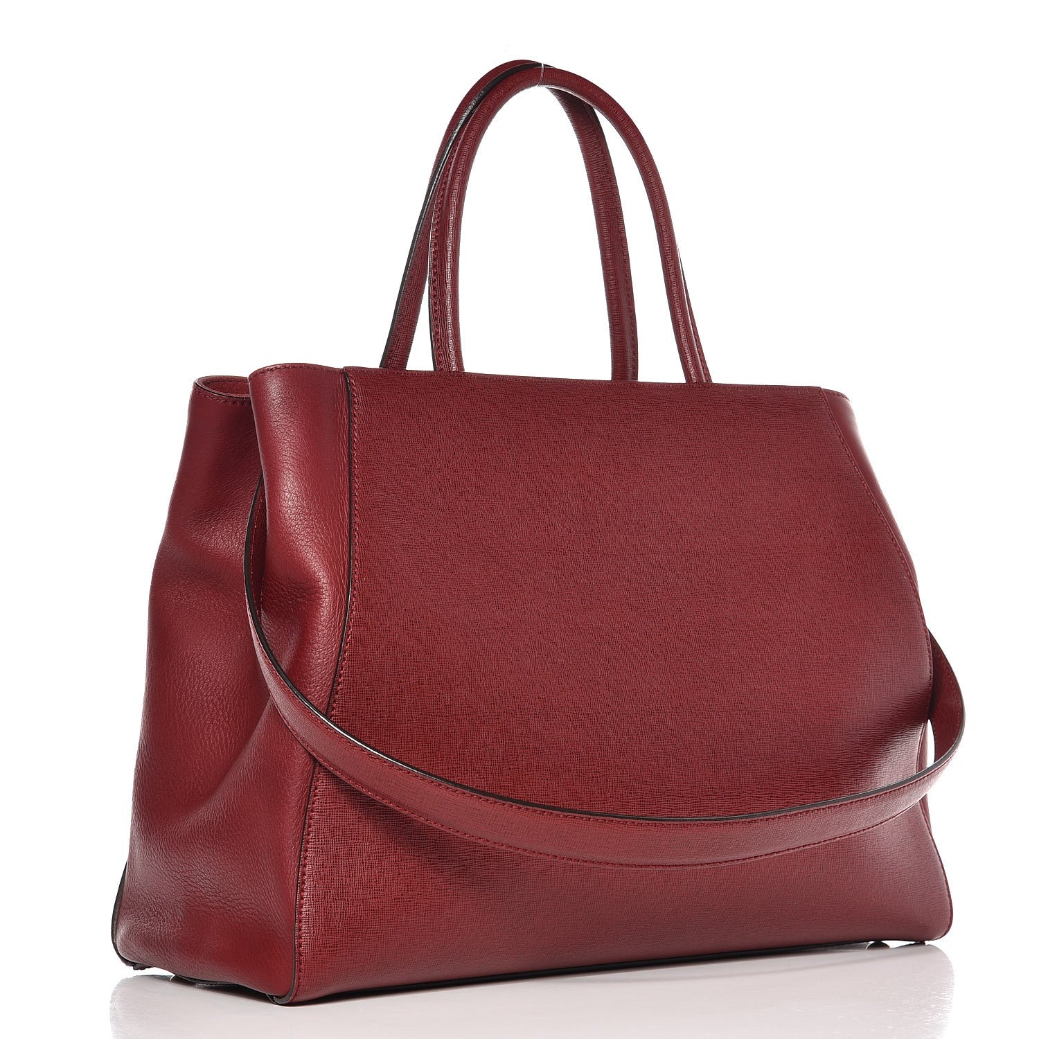 Fendi Vitello Elite Regular 2Jours Tote Rosso Scuro Ciliegia 3 of 10