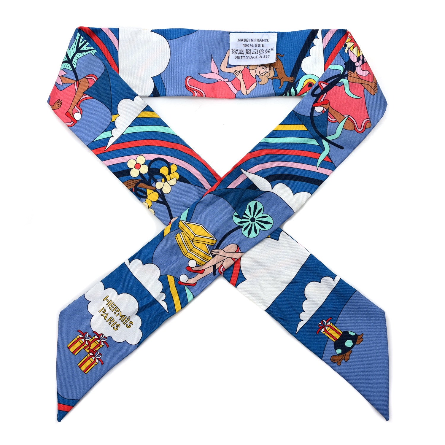 Hermes Silk Carres Volants Twilly Bleu Jaune Vif Multicolor 1 of 3