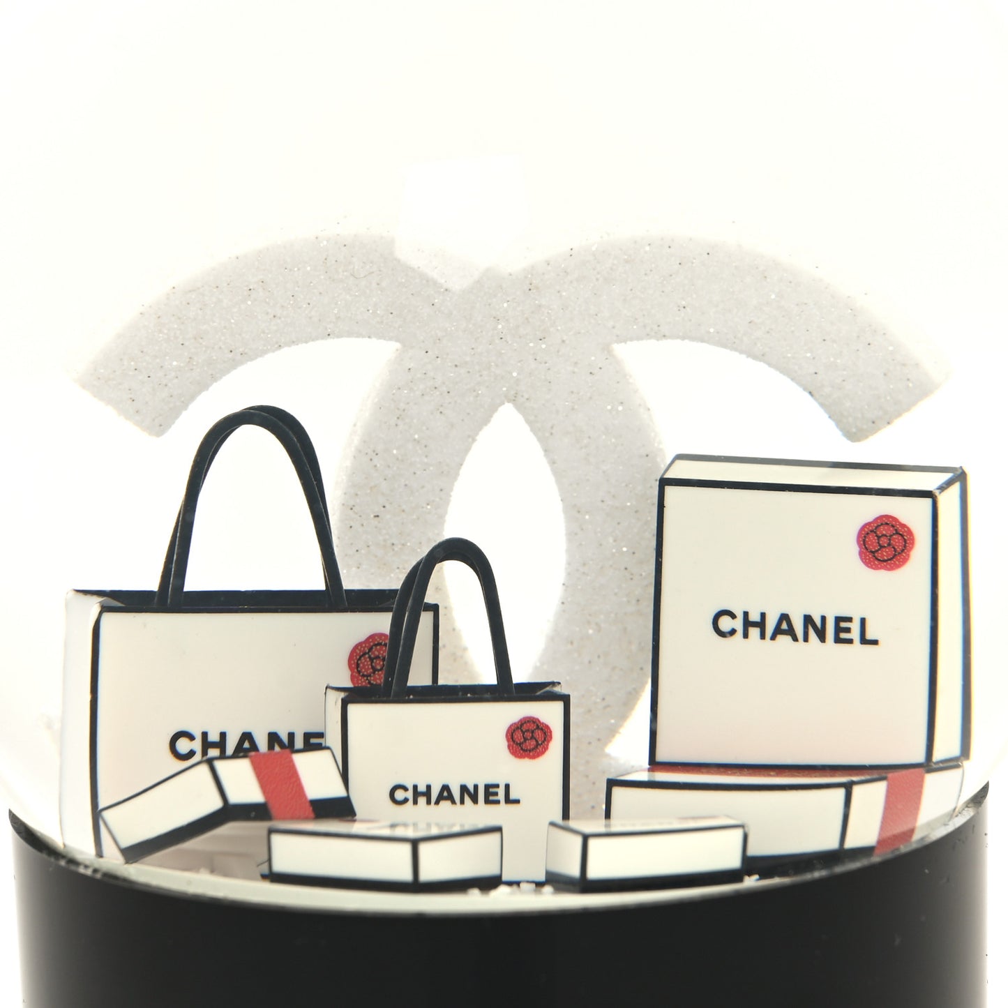 Glass CC Shopping Bag Snow Globe