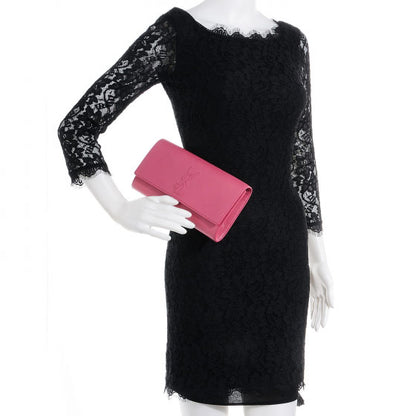 Saint Laurent Goatskin Small Belle de Jour Clutch Fuchsia 2 of 8