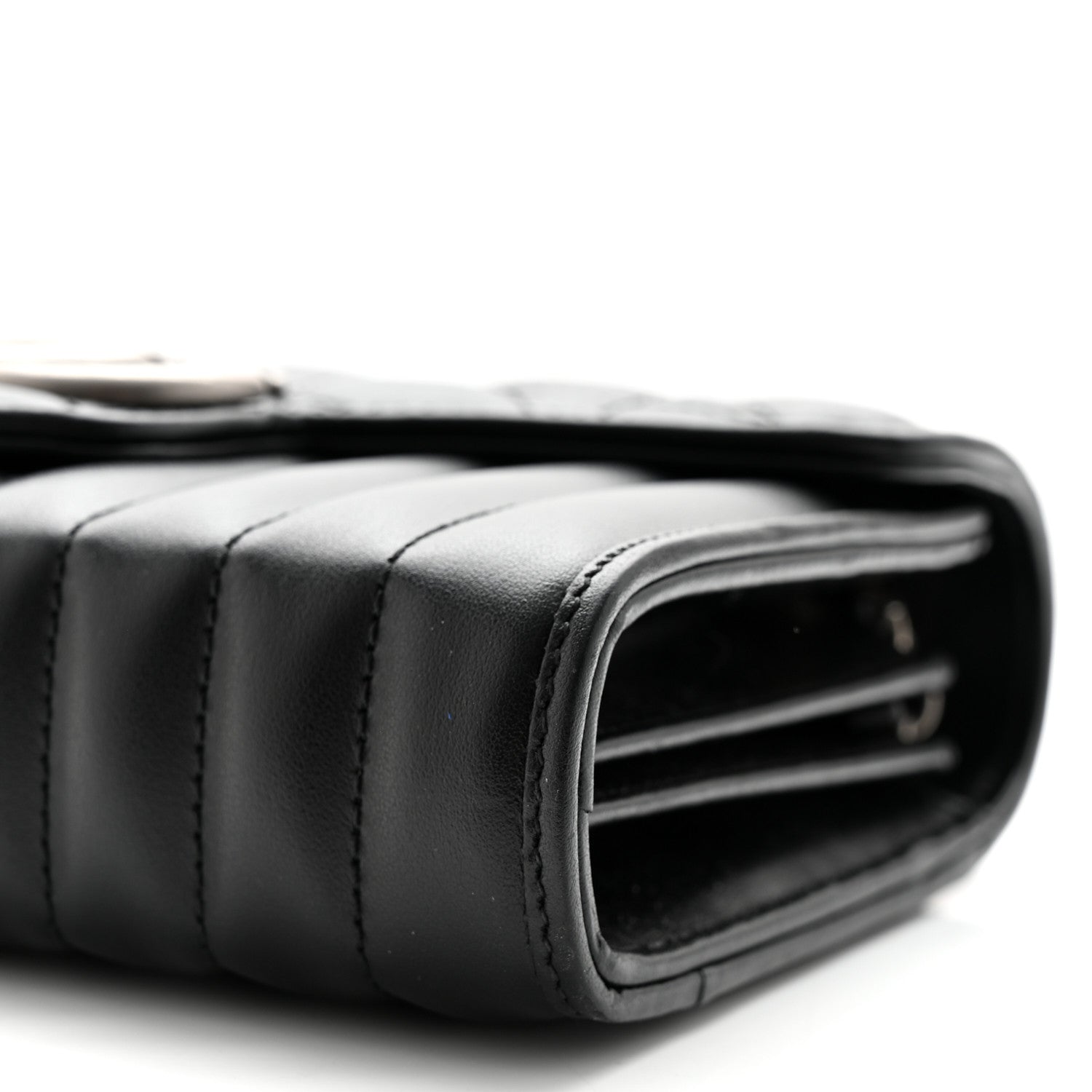 Gucci Calfskin Matelasse Aria GG Marmont Chain Wallet Black 11 of 12