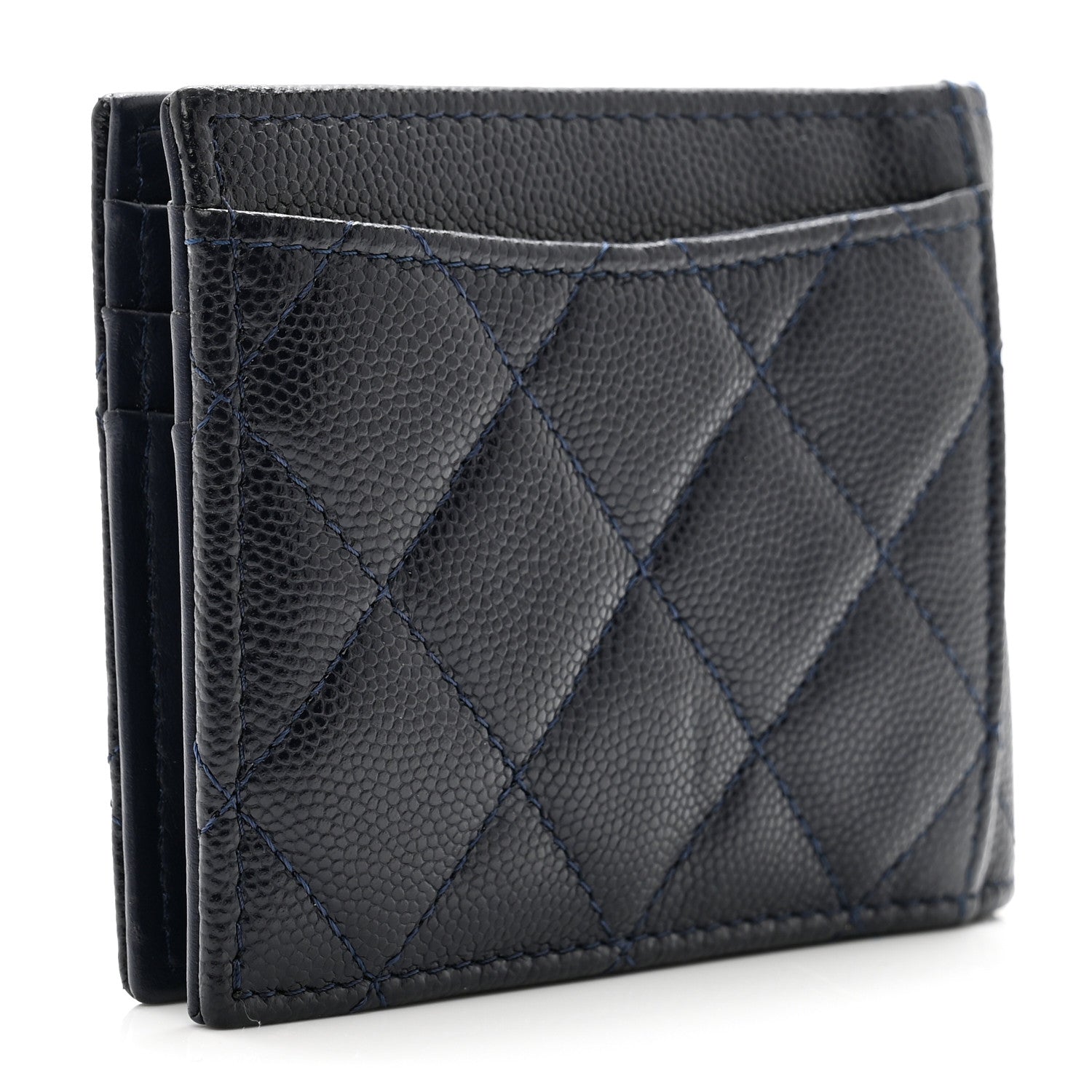 Chanel Caviar Quilted Bi-Fold Wallet Dark Blue 3 of 9