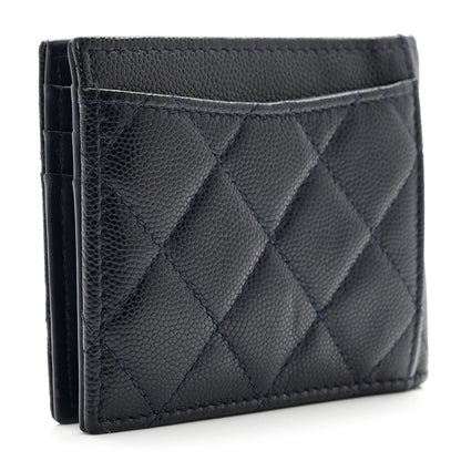Chanel Caviar Quilted Bi-Fold Wallet Dark Blue 3 of 9