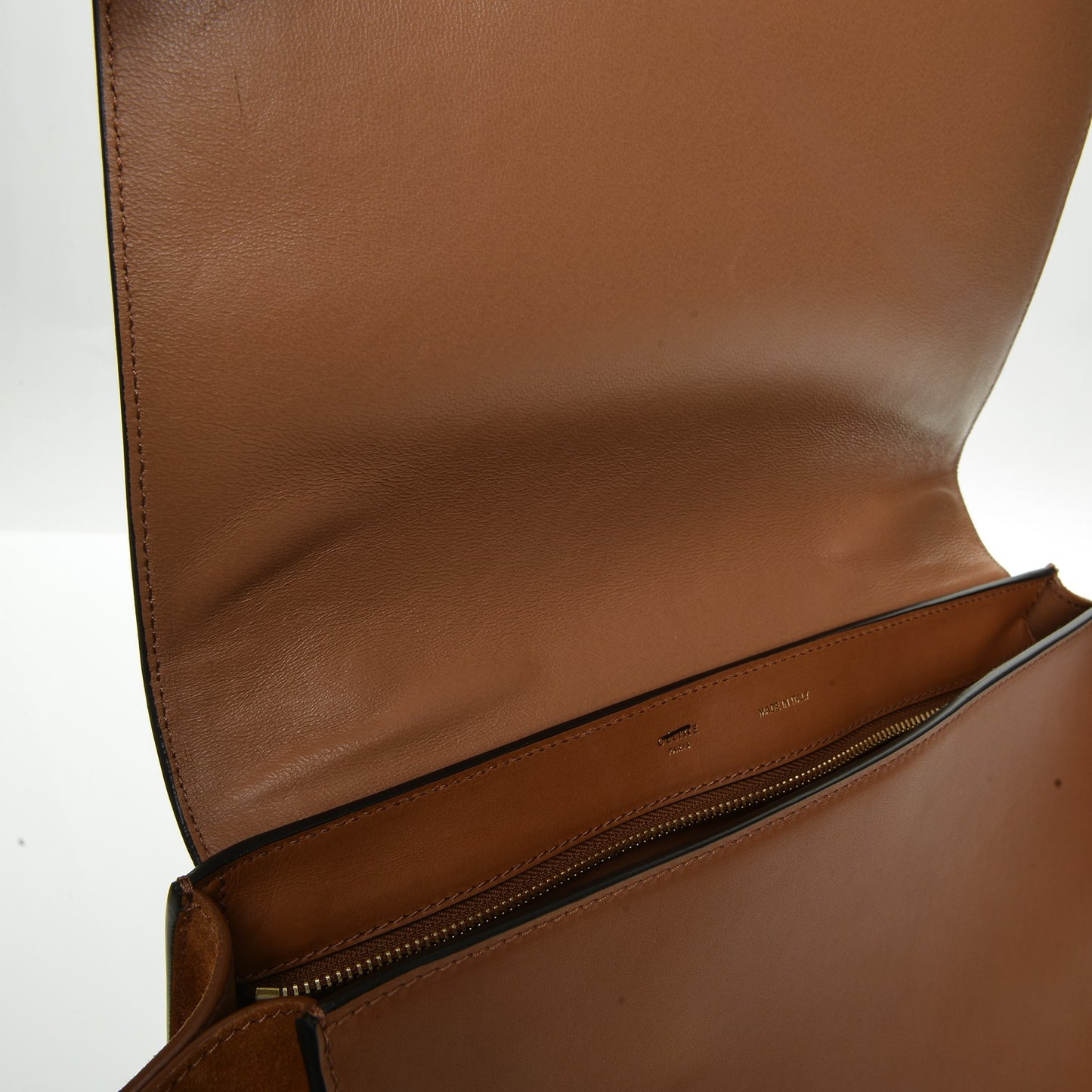 Natural Calfskin Suede Medium Trapeze Tan