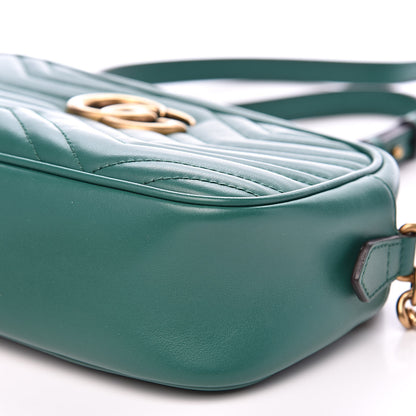 Gucci Calfskin Matelasse Small GG Marmont Chain Shoulder Bag Emerald Green 9 of 11