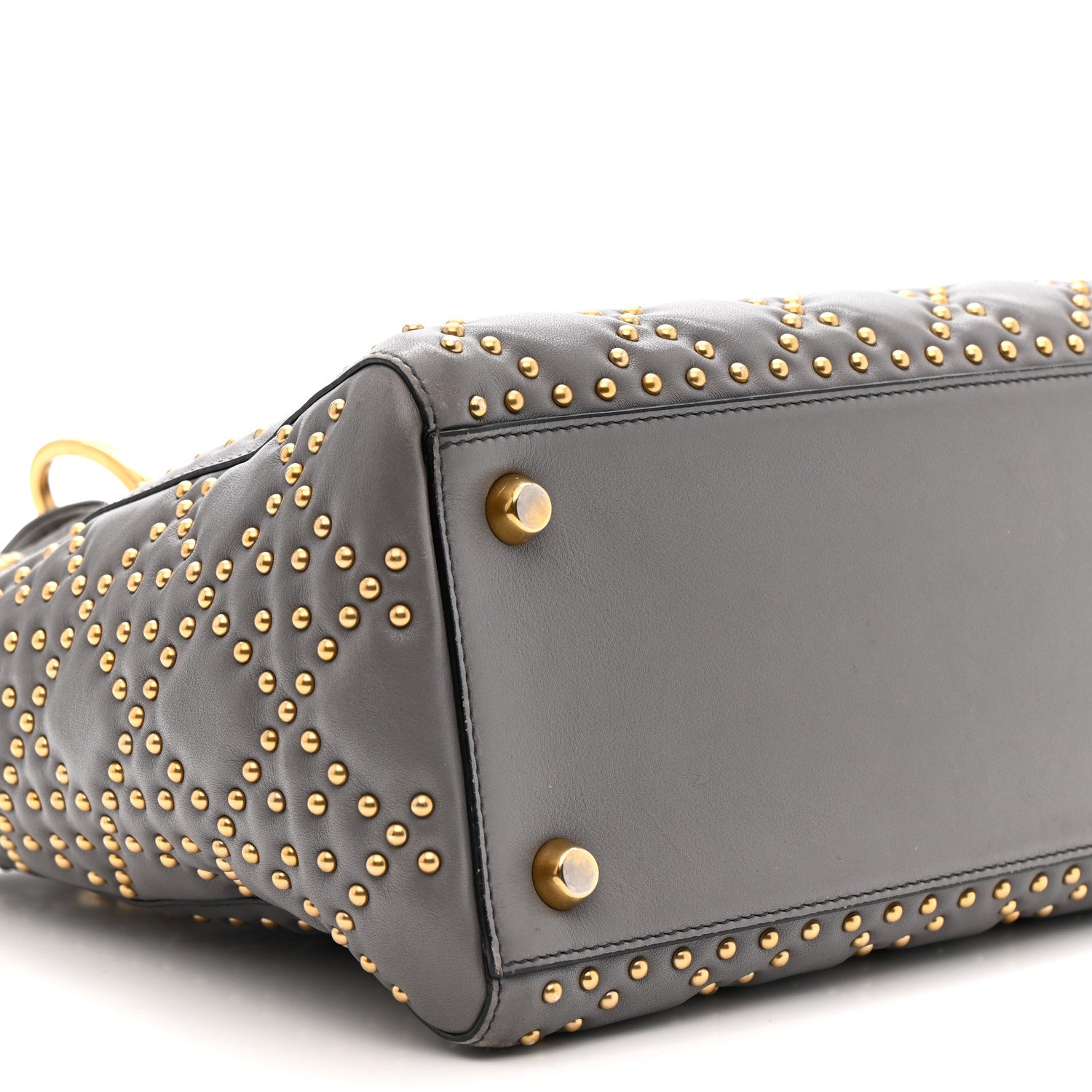 Christian Dior Calfskin Cannage Studded Medium Supple Lady Dior Grey 9 of 14