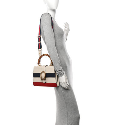 Gucci Calfskin Bamboo Web Medium Dionysus Top Handle Bag White Blue Hibiscus Red 2 of 13