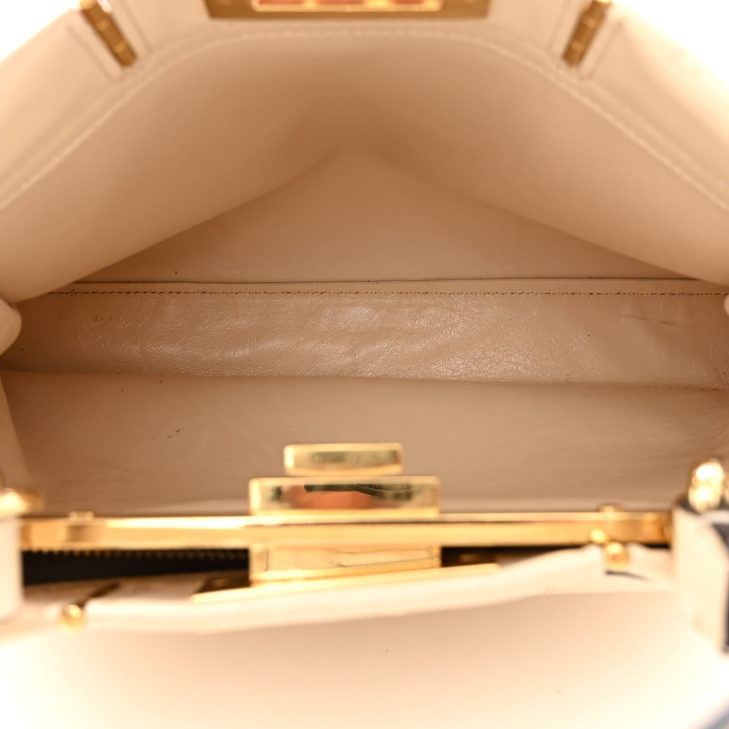 Fendi Agnello Old Shine Medium Peekaboo Iconic Satchel Camelia 5 of 14