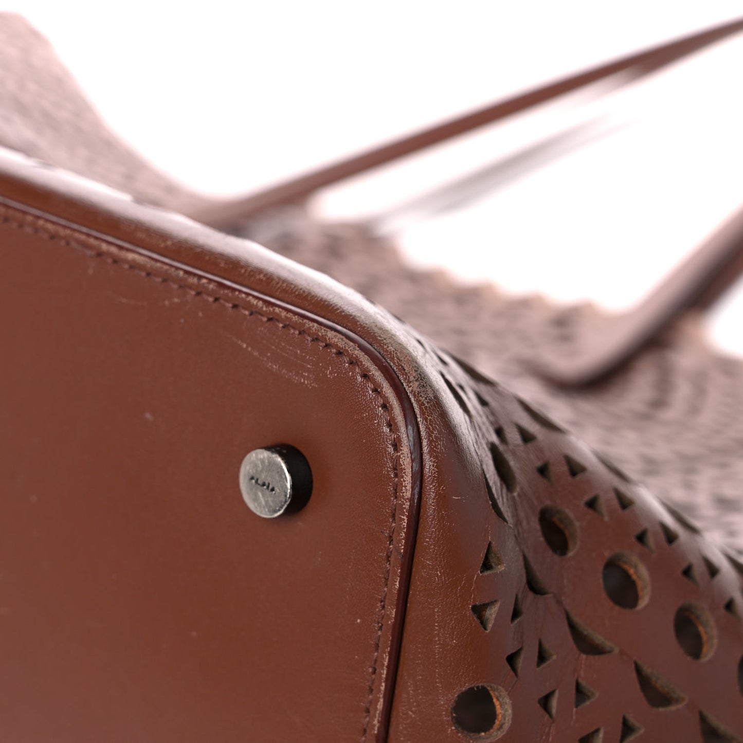 Calfskin Laser Cut Mina 32 Bag Brown