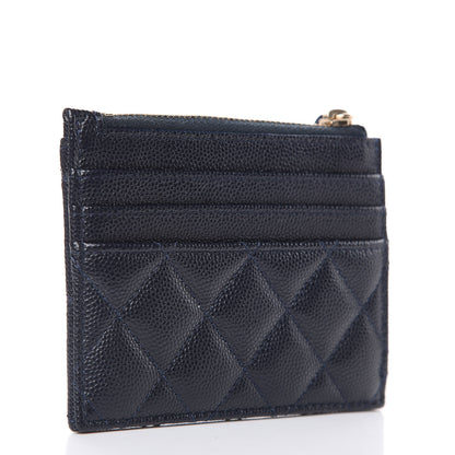 Chanel Caviar Quilted CC Zip Card Holder Navy Blue 3 of 8