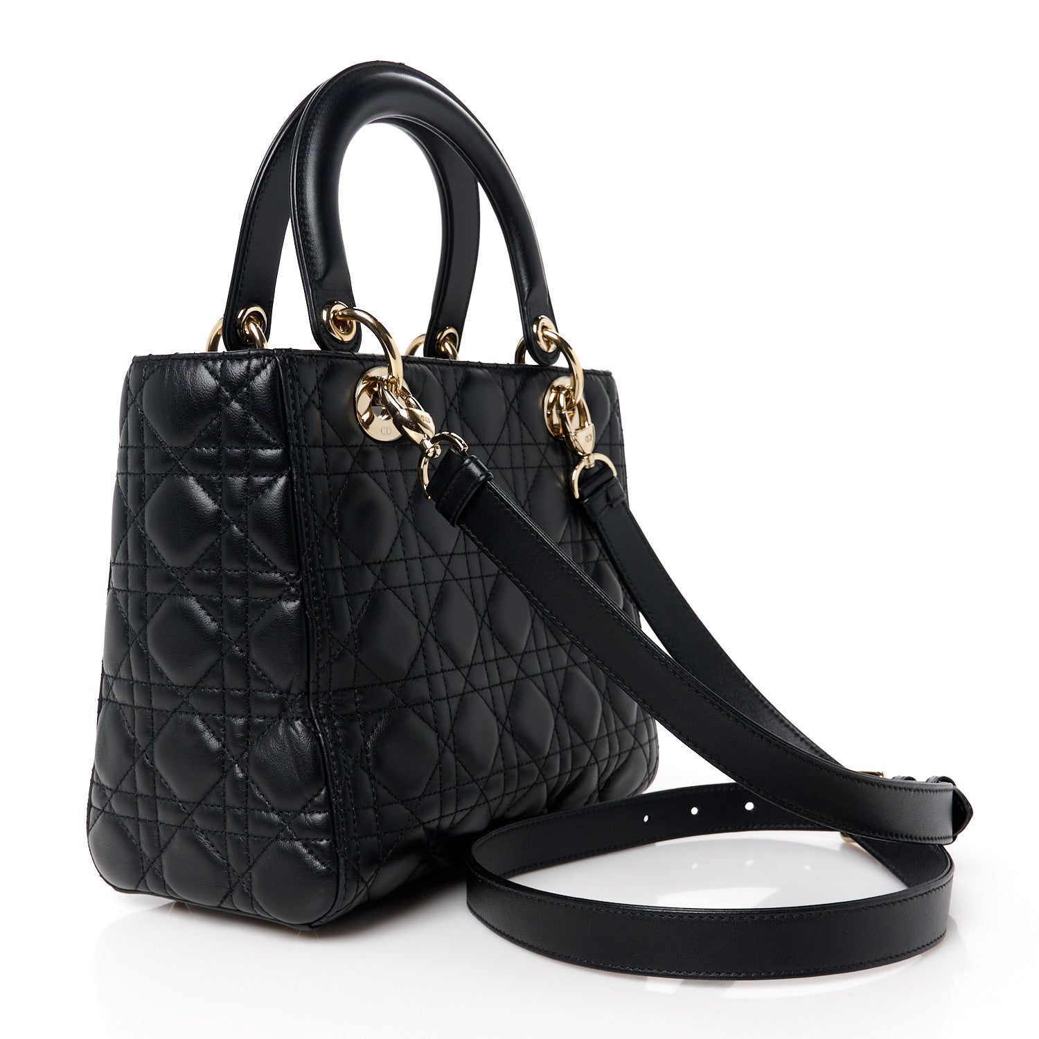 Christian Dior Lambskin Cannage Medium Lady Dior Black 3 of 10