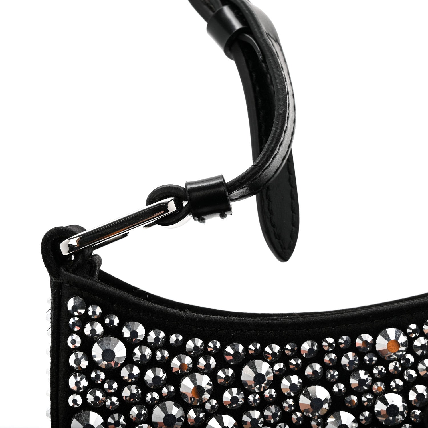 Prada Satin Crystal Cleo Adjustable Strap Shoulder Bag Metal 10 of 11
