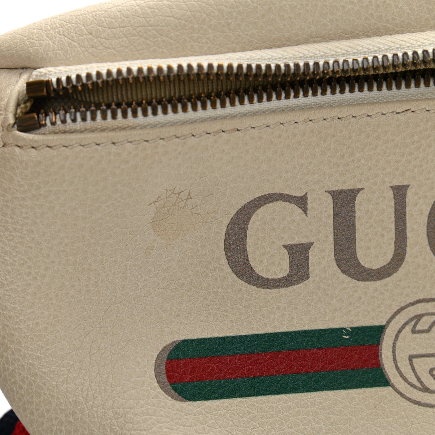 Grained Calfskin Small Logo Belt Bag White