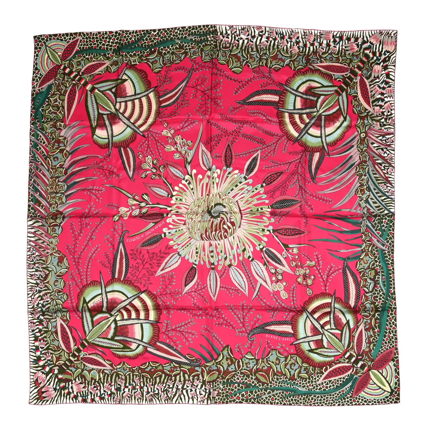 Silk Flowers of South Africa Scarf 140 Rose Indien Vert