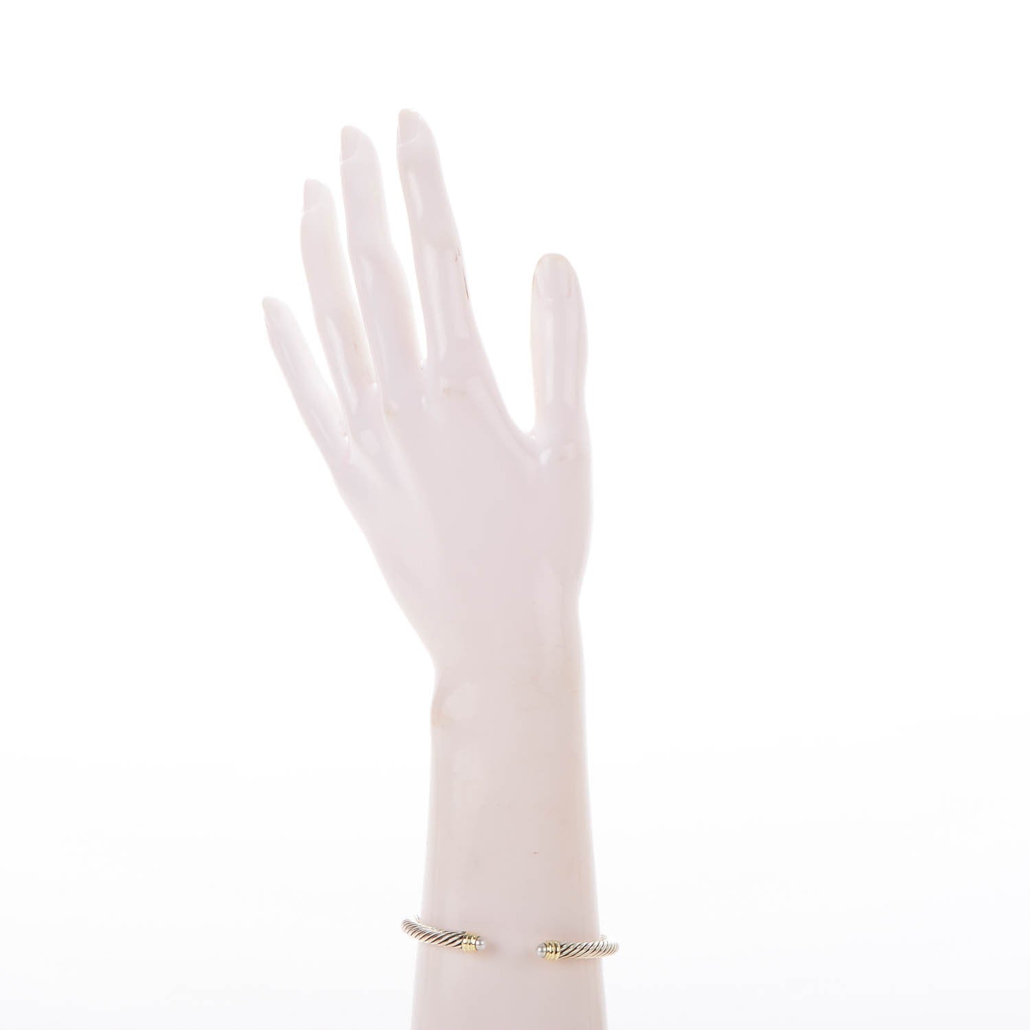 David Yurman Sterling Silver 14K Yellow Gold Pearl 5mm Cable Classics Bracelet 2 of 5
