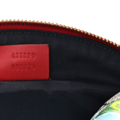 Gucci GG Supreme Monogram Blooms Large Pouch Cosmetic Case Beige Blue Navy Hibiscus Red 6 of 10