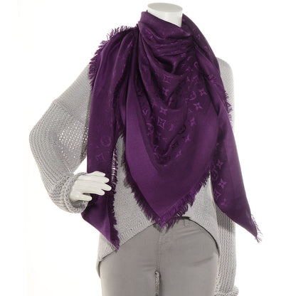 Louis Vuitton Silk Wool Monogram Shawl Cassis 2 of 5