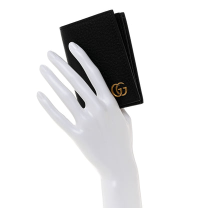 Gucci Calfskin Boar Effect GG Marmont Card Case Black 2 of 7