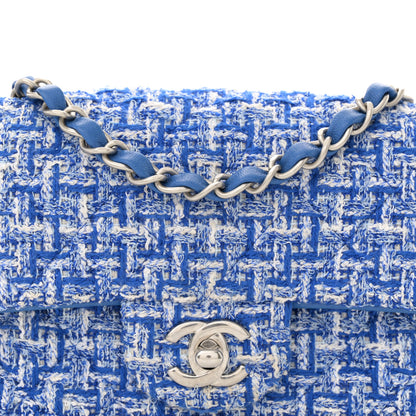 Chanel Tweed Quilted Mini Rectangular Flap Blue White 8 of 12