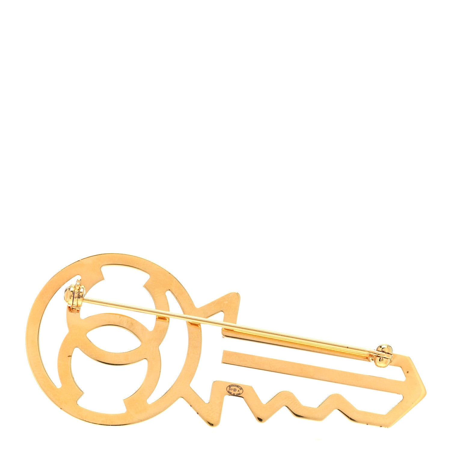 Chanel Crystal CC Key Brooch Black Gold 3 of 4