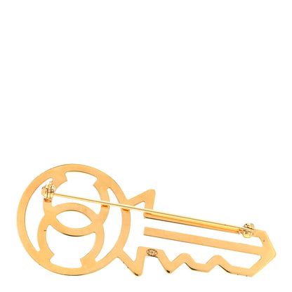 Chanel Crystal CC Key Brooch Black Gold 3 of 4