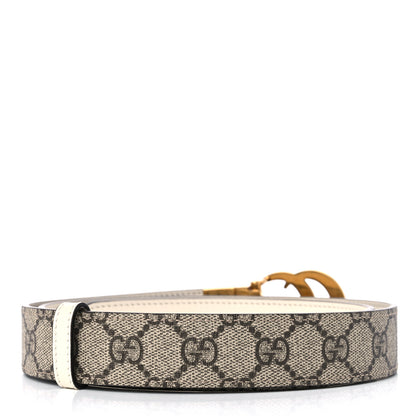 Gucci GG Supreme Monogram Plutone Calfskin Double G Reversible 30mm Belt 95 38 Beige Ebony Mystic White 2 of 5