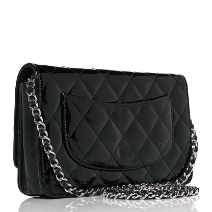Chanel Patent Quilted Wallet On Chain WOC Black 2 of 9