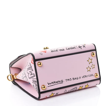 Dolce & Gabbana Calfskin Graffiti Printed Welcome Satchel Pink Black 3 of 4