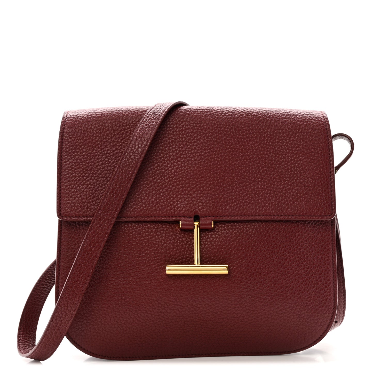 Grained Calfskin Large T Clasp Tara Crossbody Bag Cabernet