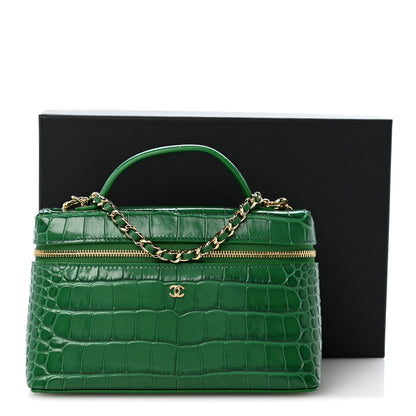 Chanel Calfskin Crocodile Embossed Crococo Exoticoco Vanity With Chain Emerald 11 of 11