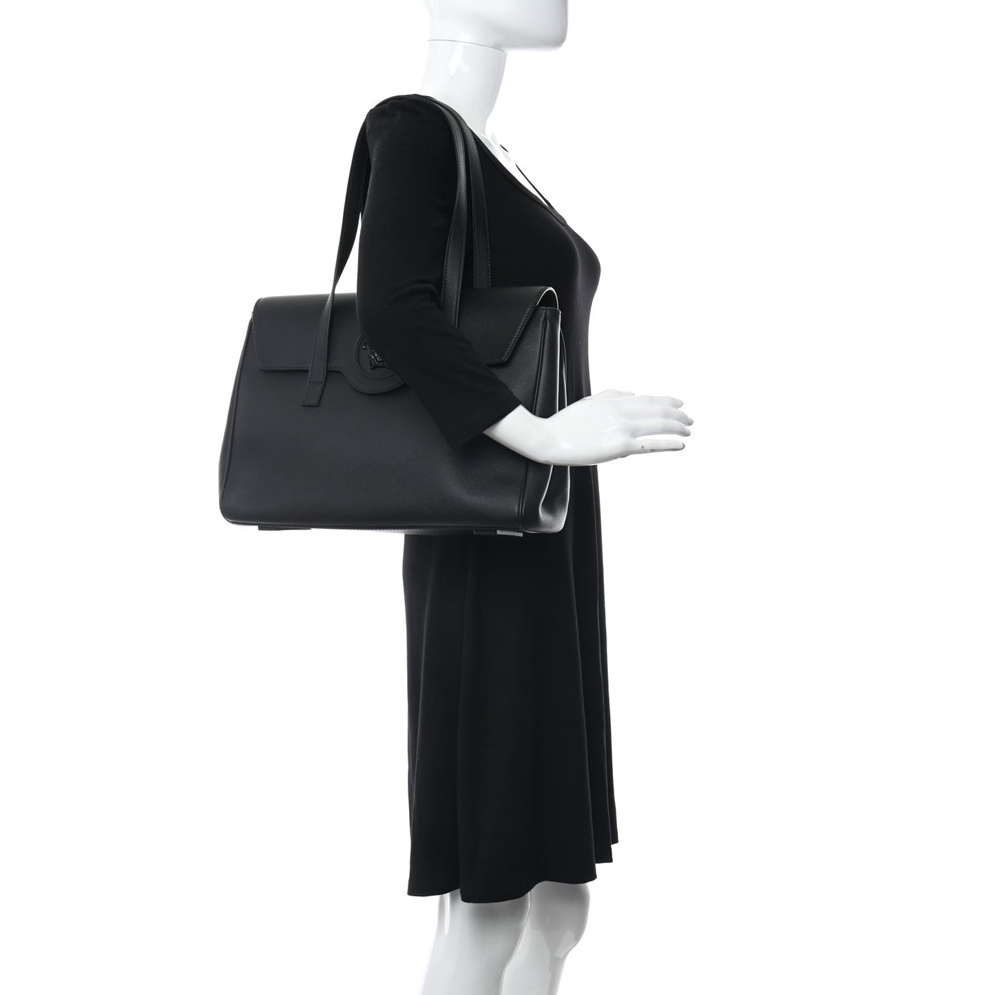 Grained Calfskin La Medusa Tote Black
