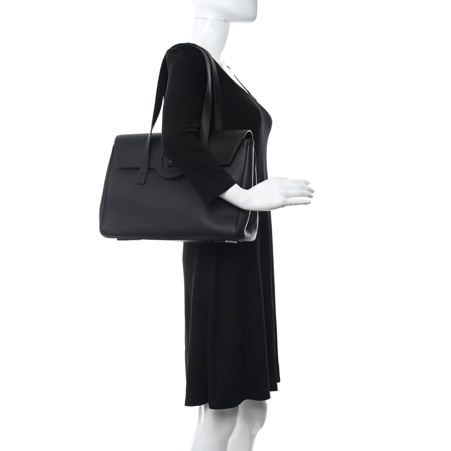Versace Grained Calfskin La Medusa Tote Black 2 of 10