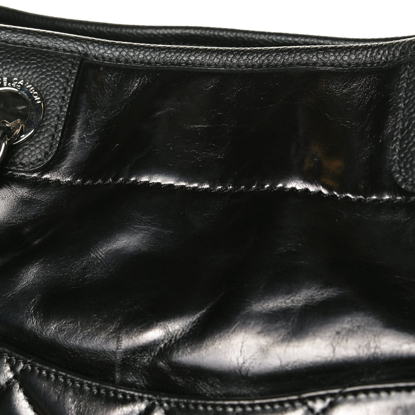 Glazed Calfskin Small Deauville Tote Black