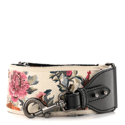 Christian Dior Canvas Embroidered Jardin D'Hive Shoulder Strap Ecru Multicolor 1 of 5