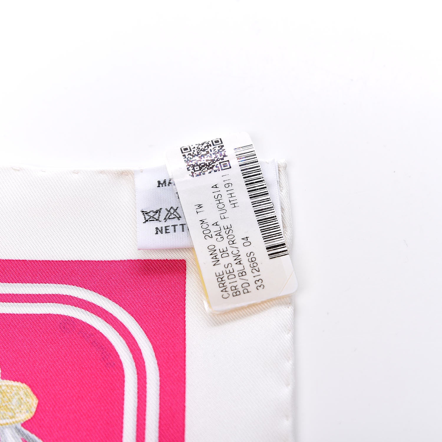 Hermes Silk Brides de Gala Nano Scarf 20 Blanc Rose Fuchsia Or 3 of 5