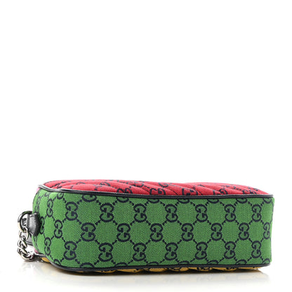 Gucci Monogram Multicolor Matelasse Diagonal Small GG Marmont Chain Shoulder Bag Red Blue Yellow Green Pink 3 of 8