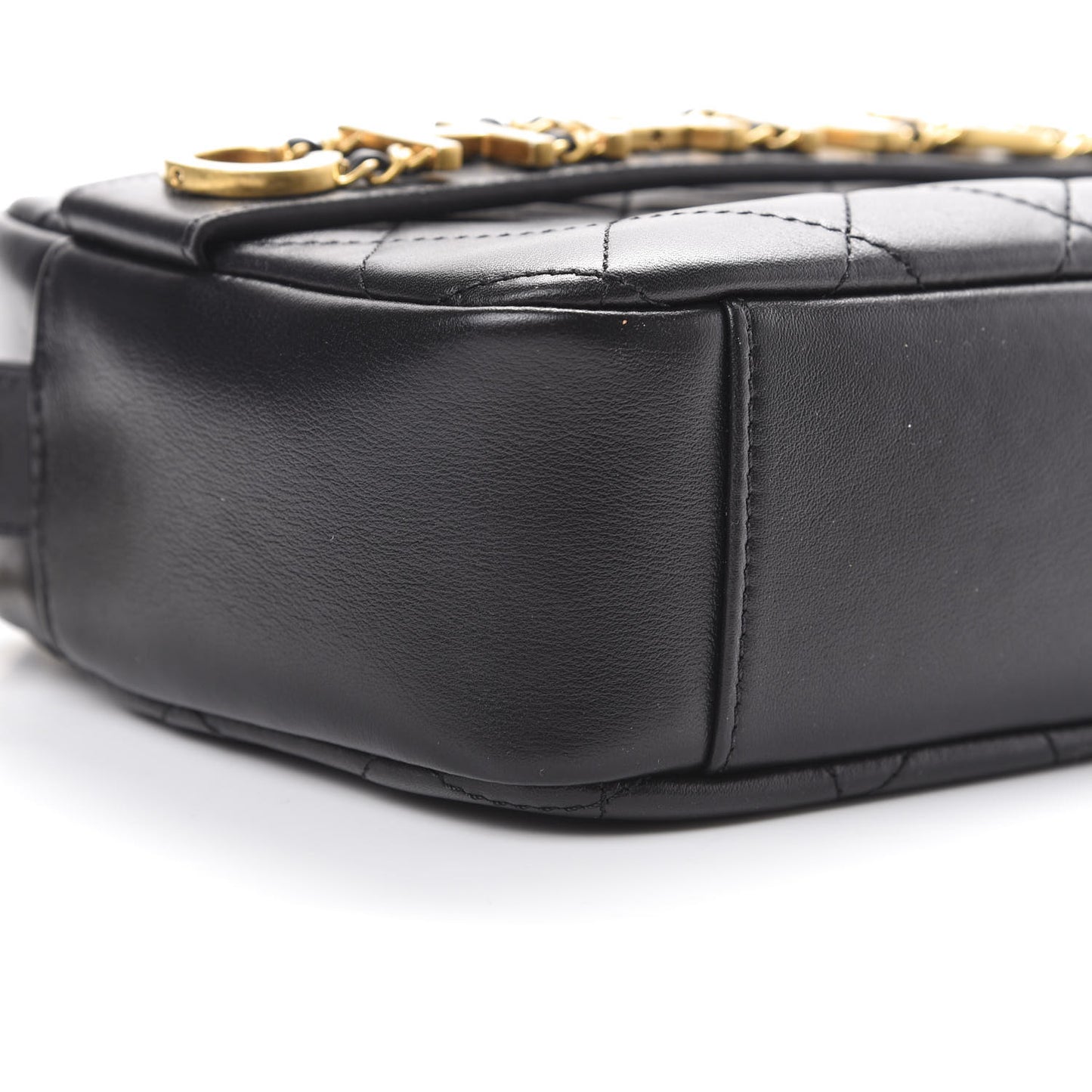 Calfskin Quilted Enchained Camera Case Bag Black