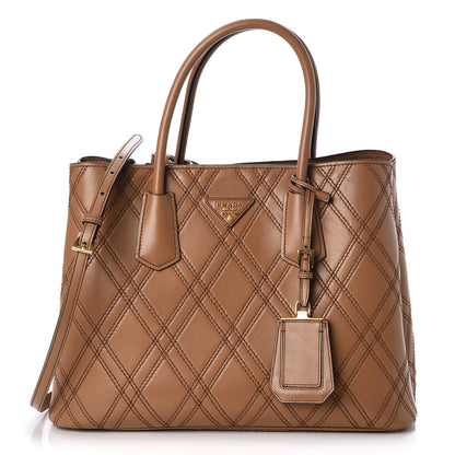 Prada City Calf Quilted Large Double Bag Caramel 1 of 12