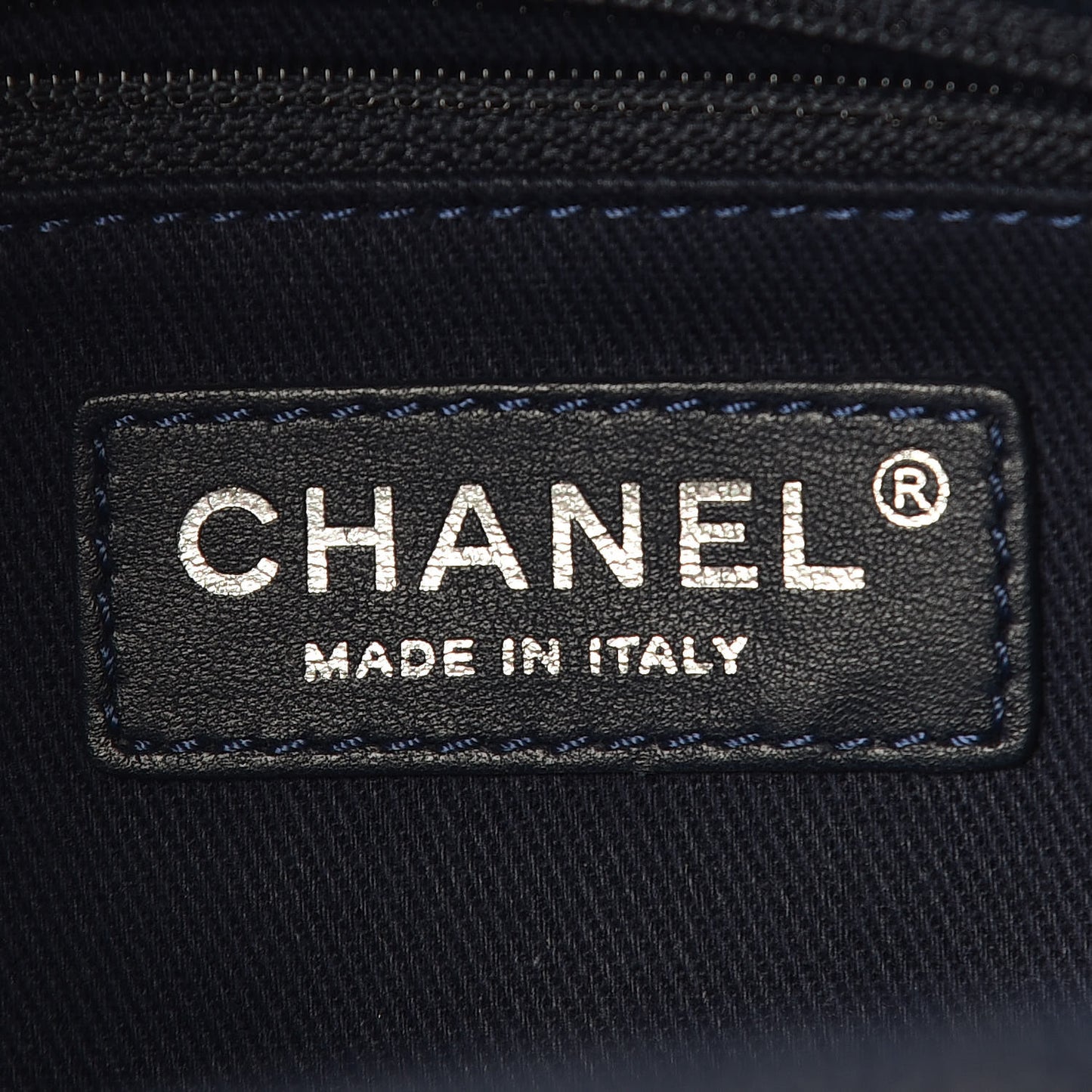 Caviar Quilted Large Coco Handle Flap Navy Blue