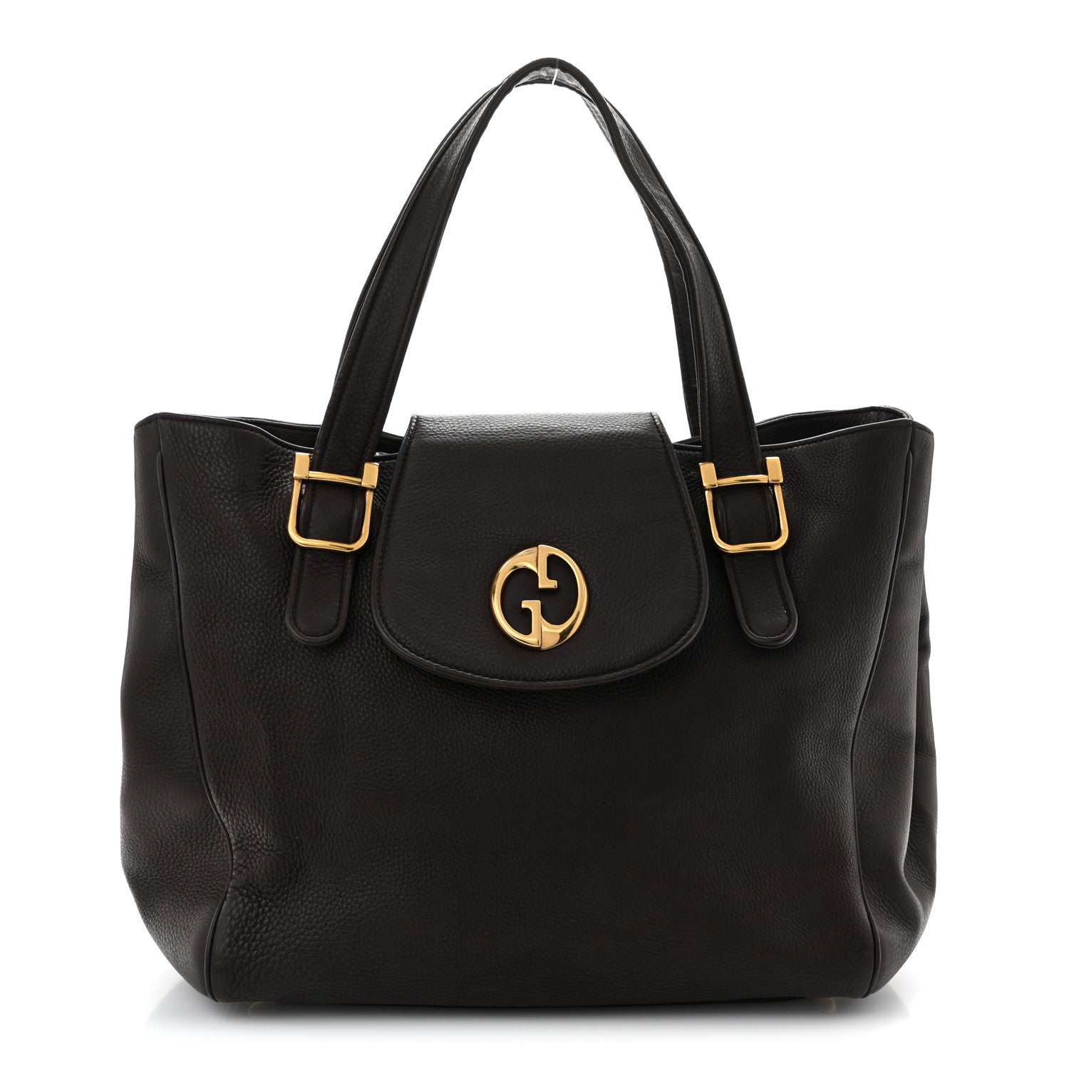 Gucci Pebbled Calfskin Medium 1973 Tote Dark Brown 1 of 12