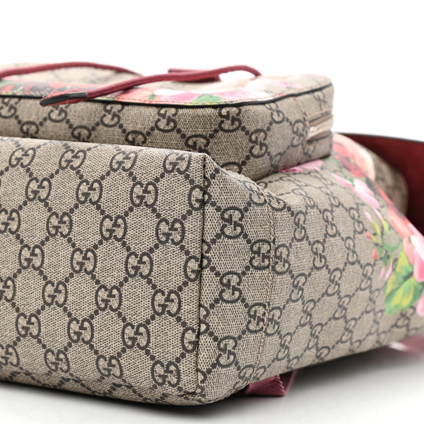 GG Supreme Monogram Blooms Medium Single Buckle Backpack Beige Multicolor Dry Rose