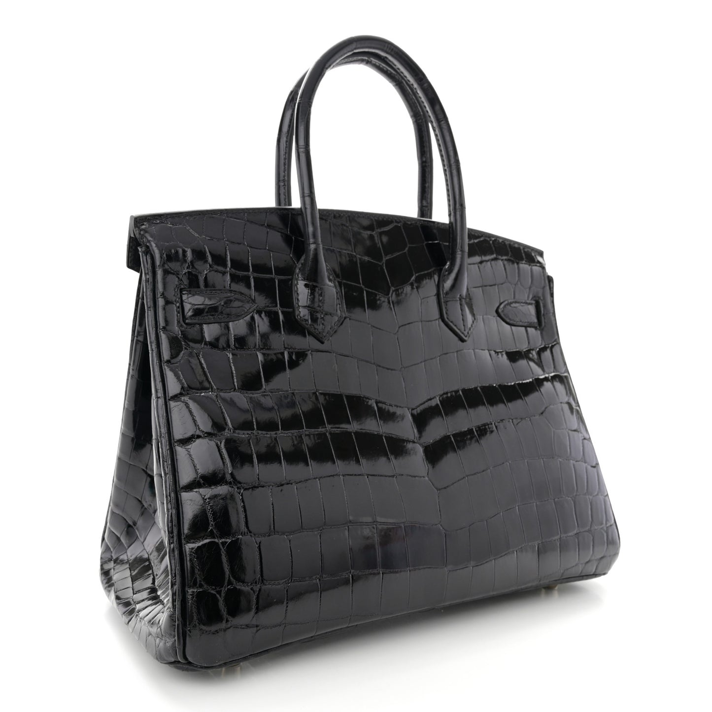 Shiny Niloticus Crocodile Birkin 30 Black