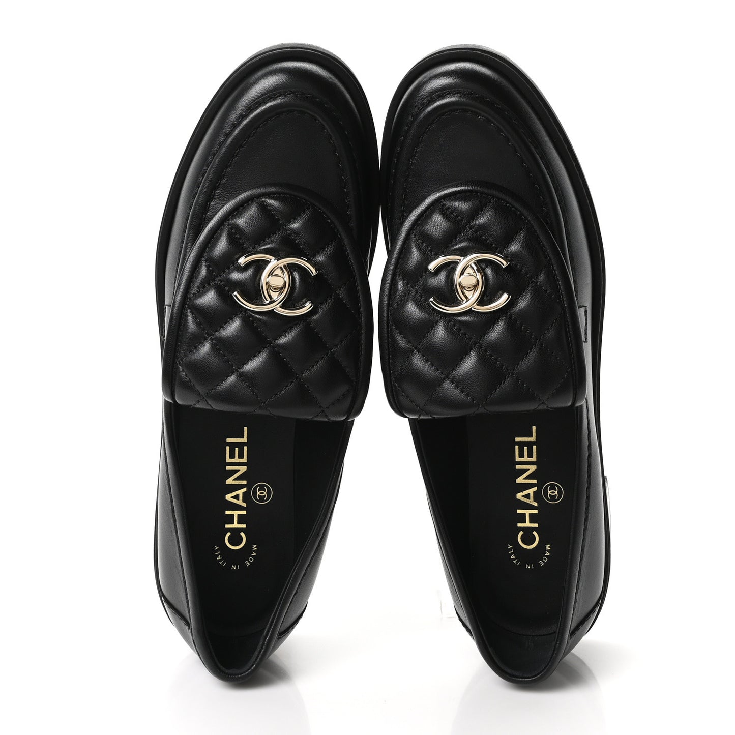 Lambskin Quilted CC Turnlock Loafers 39.5 Black