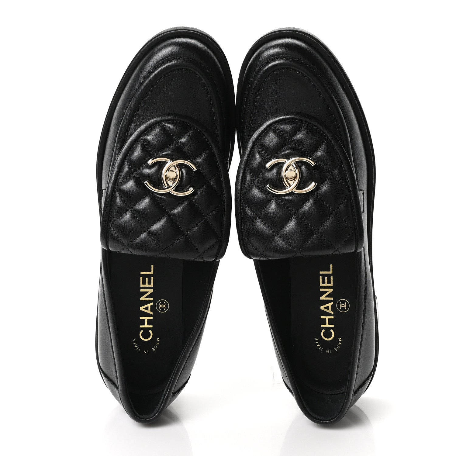 Chanel Lambskin Quilted CC Turnlock Loafers 39.5 Black 2 of 9