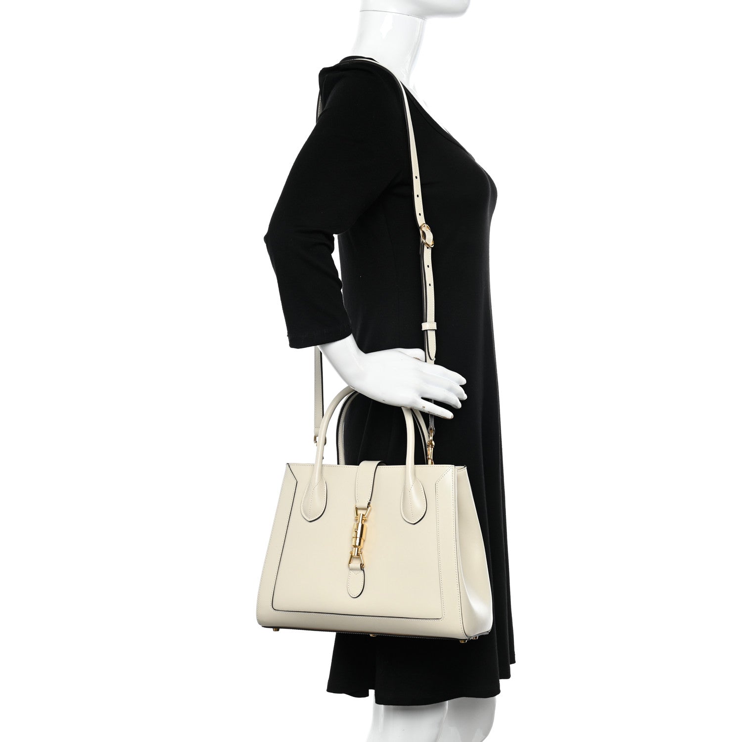 Gucci Boarded Plutone Calfskin Medium Jackie 1961 Tote Mystic White 2 of 9