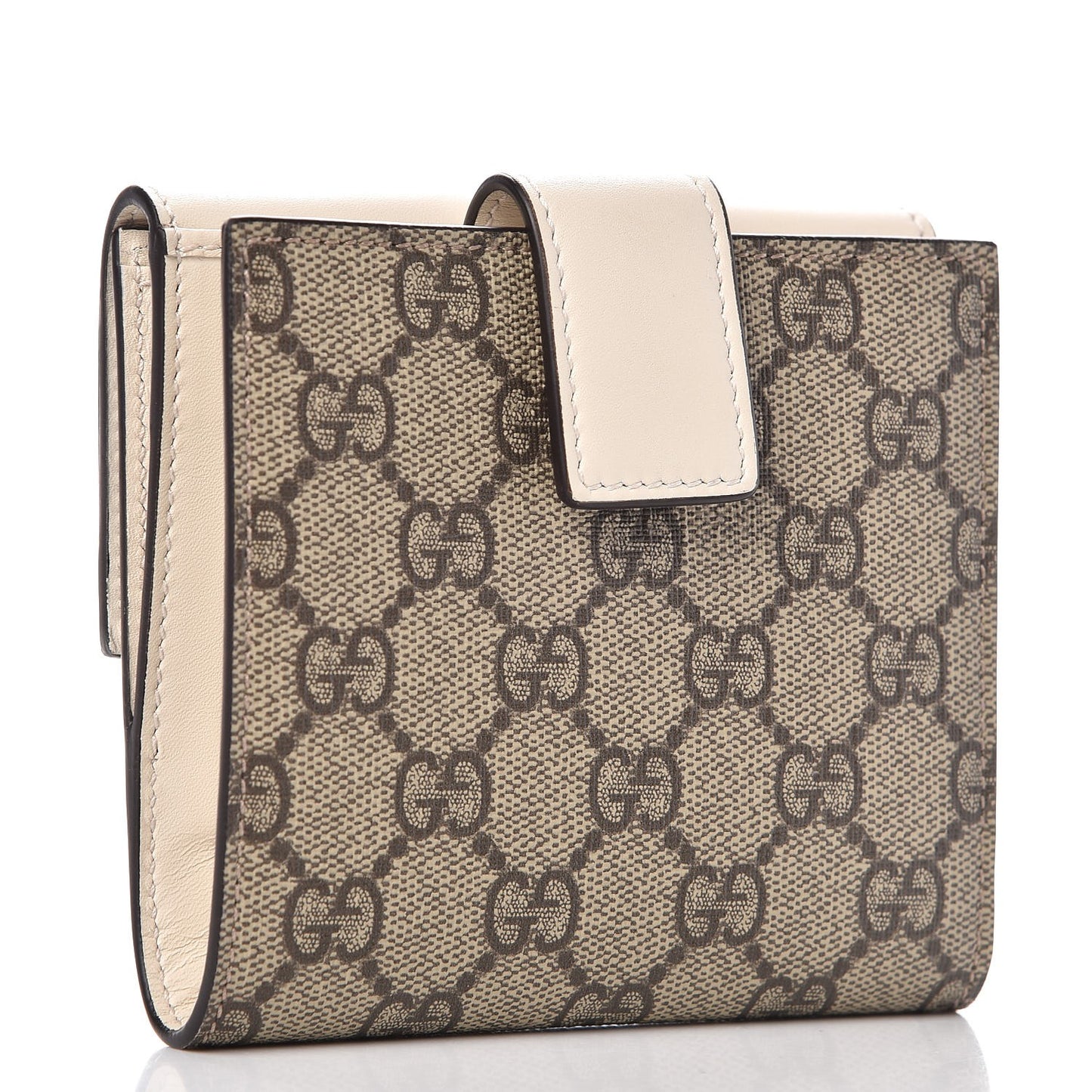 GG Supreme Monogram Grosgrain French Flap Wallet White